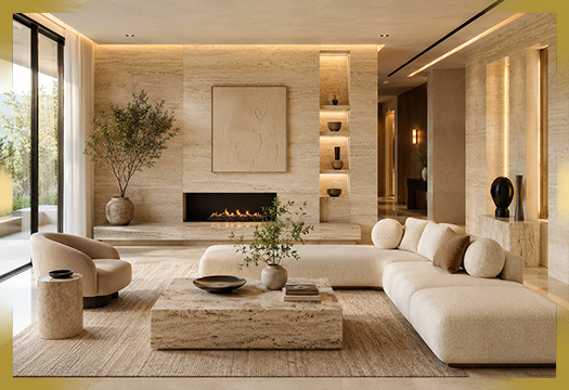 Tonal living room with layered neutral textiles